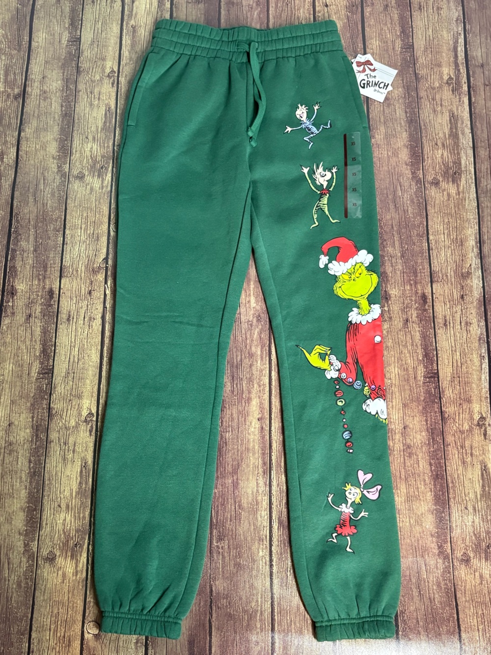 🆕 Dr. Seuss The Grinch Evergreen Fleece Sweatpants Size XS Dark Green NWT